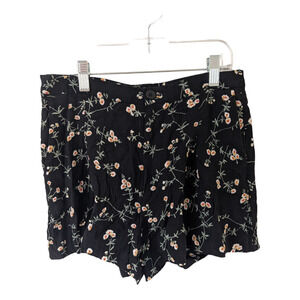 Stockholm Atelier & Other Stories Size 6 Floral Shorts Black Elastic Waist